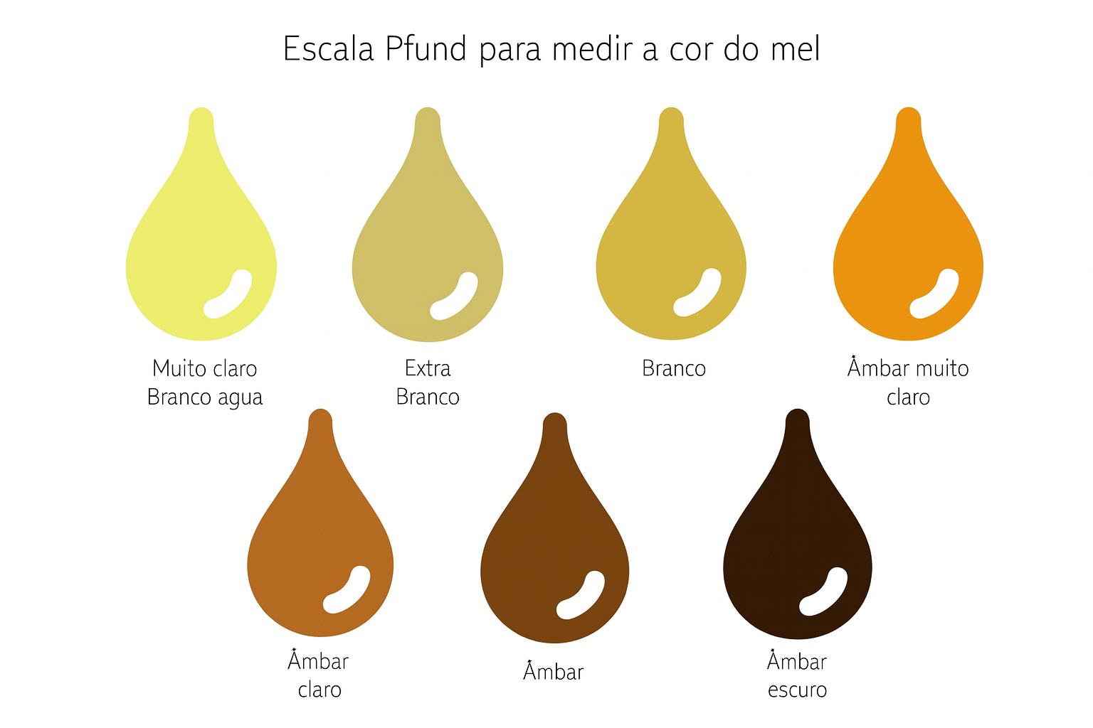 Como saber se o mel é puro? Veja como não ser enganado! 2 Escala Pfund Coloração do Mel