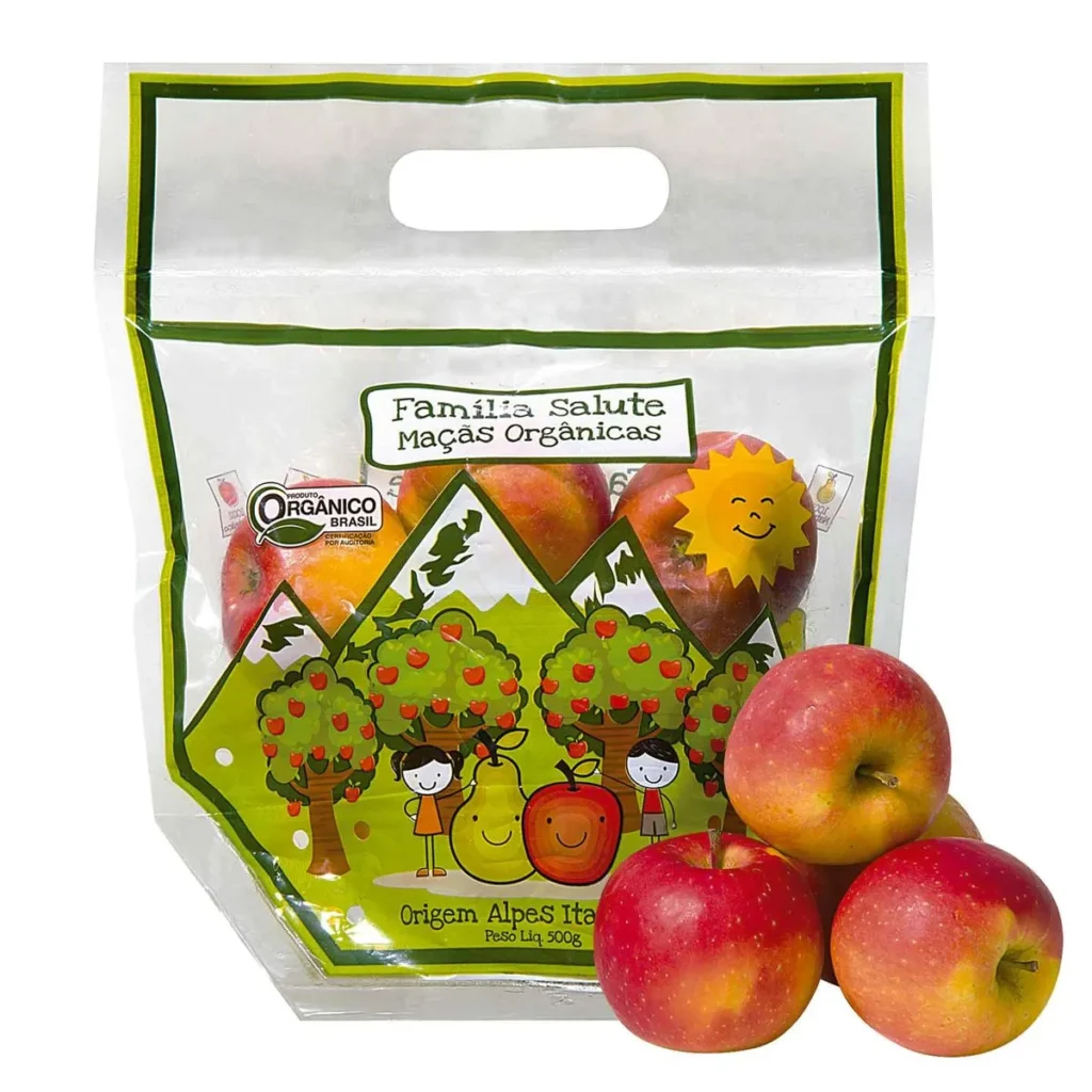 Imagem pacote de maças orgânicas Família Salute
